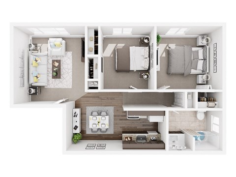 Floor plan for 2 beds, 1 bath, 800 sqft